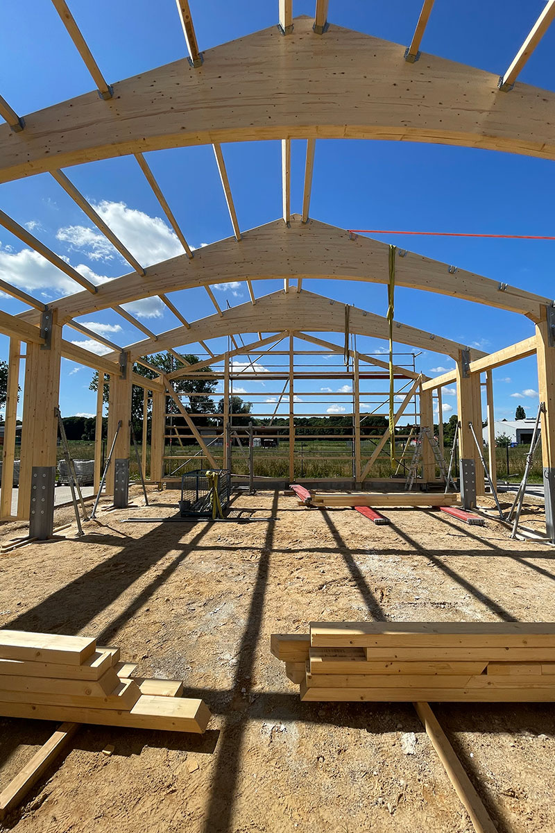 Hallenbau in der Bauphase